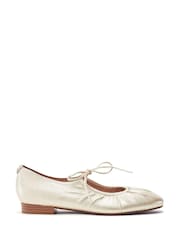 Moda in Pelle Gold Faydra Ruched Lace Up Mary Jane Shoes - Image 1 of 4