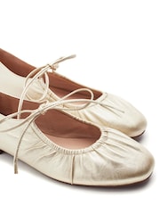 Moda in Pelle Gold Faydra Ruched Lace Up Mary Jane Shoes - Image 3 of 4