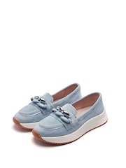 Moda in Pelle Blue Sorrento Leather Hybrid Shoes With Snaffle Trim - Image 2 of 4