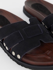 Simply Be Black Extra Wide Fit Wood Effect Suede Footbed Sandals - Image 4 of 4