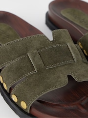 Simply Be Green Extra Wide Fit Wood Effect Suede Footbed Sandals - Image 4 of 4