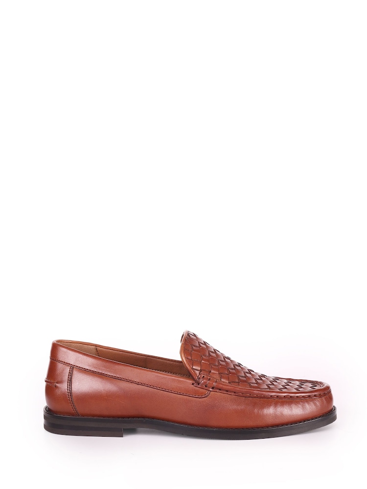 Off The Hook Brown Orson Leather Woven Loafers - Image 1 of 6 Off The Hook Brown Orson Leather Woven Loafers - Image 1 of 6