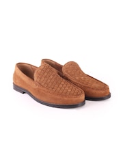Off The Hook Tan Brown Orson Leather Woven Loafers - Image 1 of 6