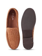 Off The Hook Tan Brown Orson Leather Woven Loafers - Image 6 of 6