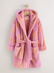 Pink/Orange Stripe Fleece Dressing Gown (9mths-16yrs) - Image 6 of 9