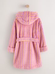 Pink/Orange Stripe Fleece Dressing Gown (9mths-16yrs) - Image 7 of 9