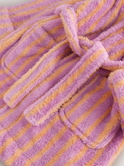 Pink/Orange Stripe Fleece Dressing Gown (9mths-16yrs) - Image 9 of 9