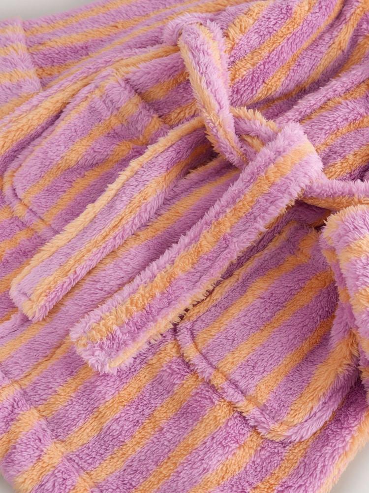 Pink/Orange Stripe Fleece Dressing Gown (9mths-16yrs) - Image 9 of 9 Pink/Orange Stripe Fleece Dressing Gown (9mths-16yrs) - Image 9 of 9