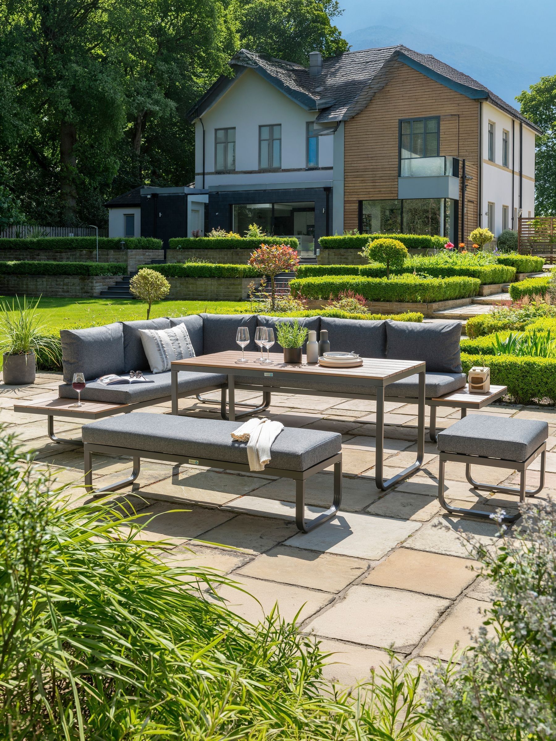 Norfolk Leisure Lifestyle Unisex Stone Billingford Five Piece Corner Set With Cushions In Large - Image 4