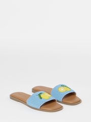 Simply Be Blue Wide Fit Beaded Fruit Sandals - Image 3 of 4