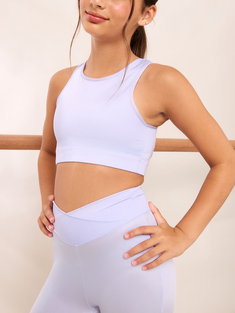 Lipsy Shiny Lilac Purple Sport Crop Top (5-14yrs) - Image 1 of 5