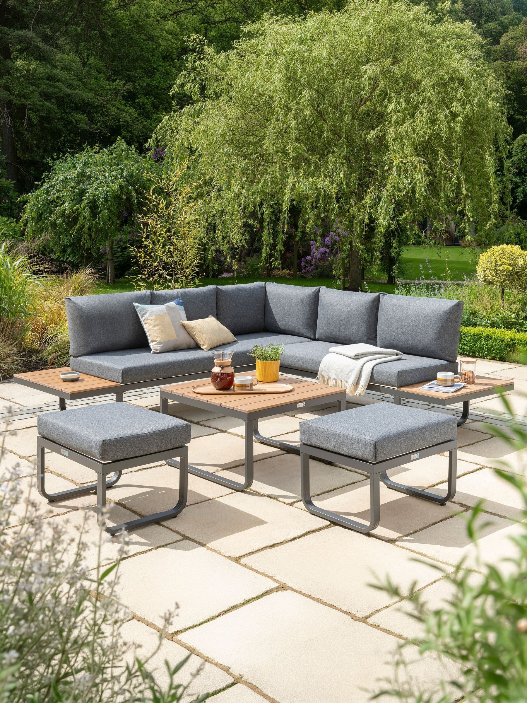 Norfolk Leisure Lifestyle Unisex Stone Billingford Five Piece Mini Corner Set With Cushions In Large - Image 4