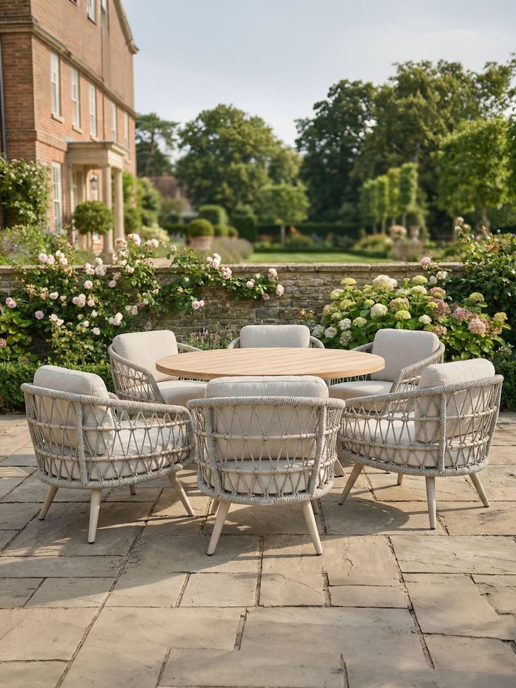 Norfolk Collection Beige Cream 6 Seat Vargo Low Garden Dining Set - Image 1 of 6