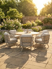 Norfolk Collection Beige Cream 6 Seat Vargo Low Garden Dining Set - Image 2 of 6