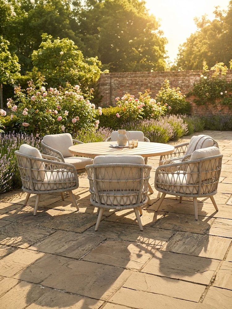 Norfolk Collection Beige Cream 6 Seat Vargo Low Garden Dining Set - Image 2 of 6