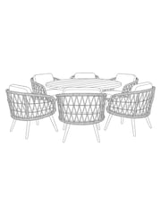 Norfolk Collection Beige Cream 6 Seat Vargo Low Garden Dining Set - Image 6 of 6