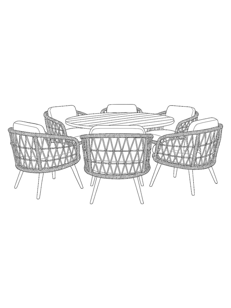 Norfolk Collection Beige Cream 6 Seat Vargo Low Garden Dining Set - Image 6 of 6