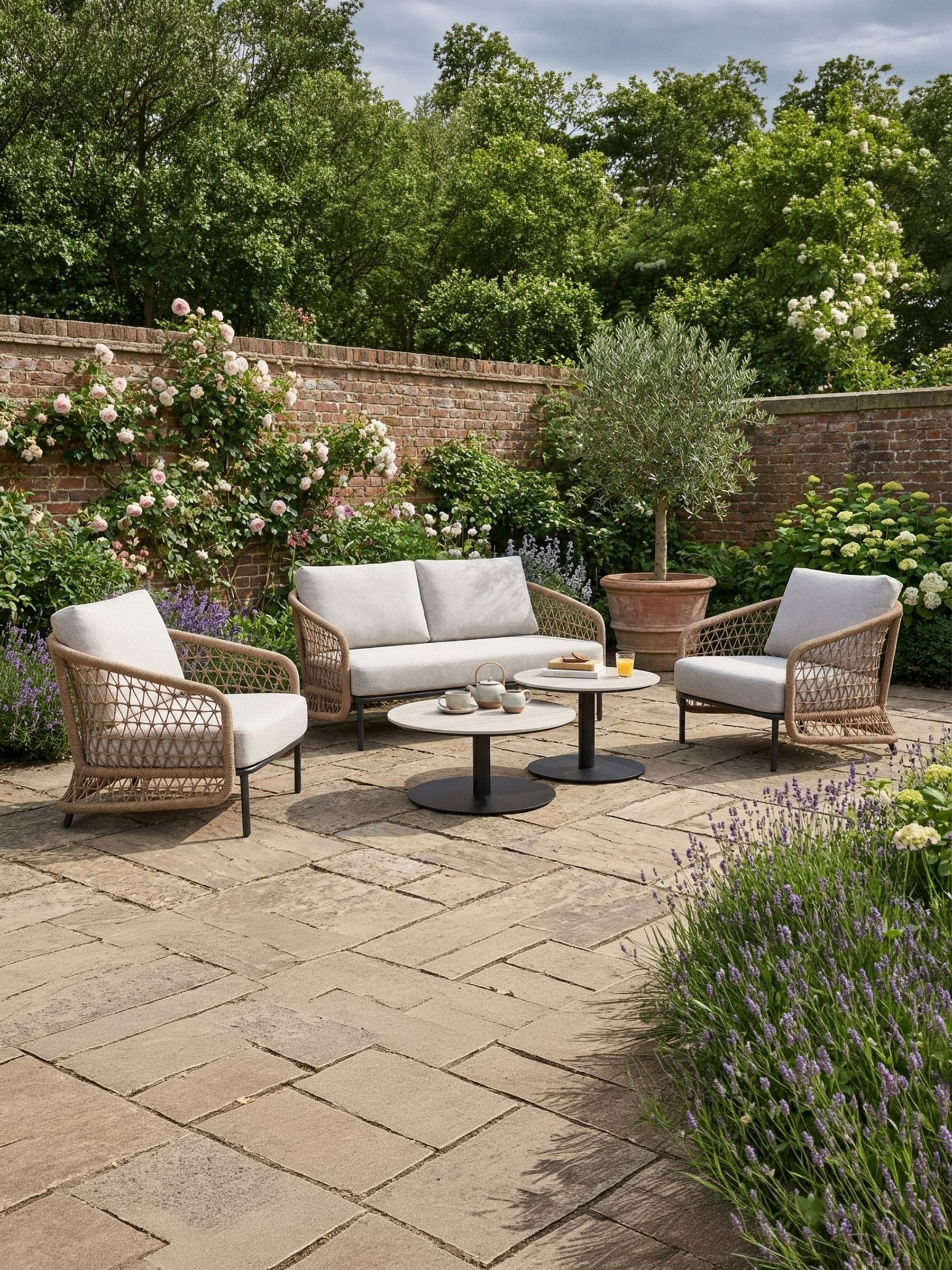 Norfolk Leisure Light Norfolk Collection Peakdale Open Weave Sofa Set With Double Coffee Tables - Image 4