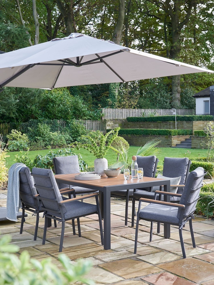 Norfolk Collection Anthracite Grey Easton 6 Seater Garden Dining Set - Image 2 of 6