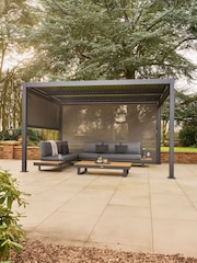 Norfolk Collection Grey Aluminium Nexus Garden Pergola 3m x 4m with LEDs and 3 Screens - Image 2 of 6