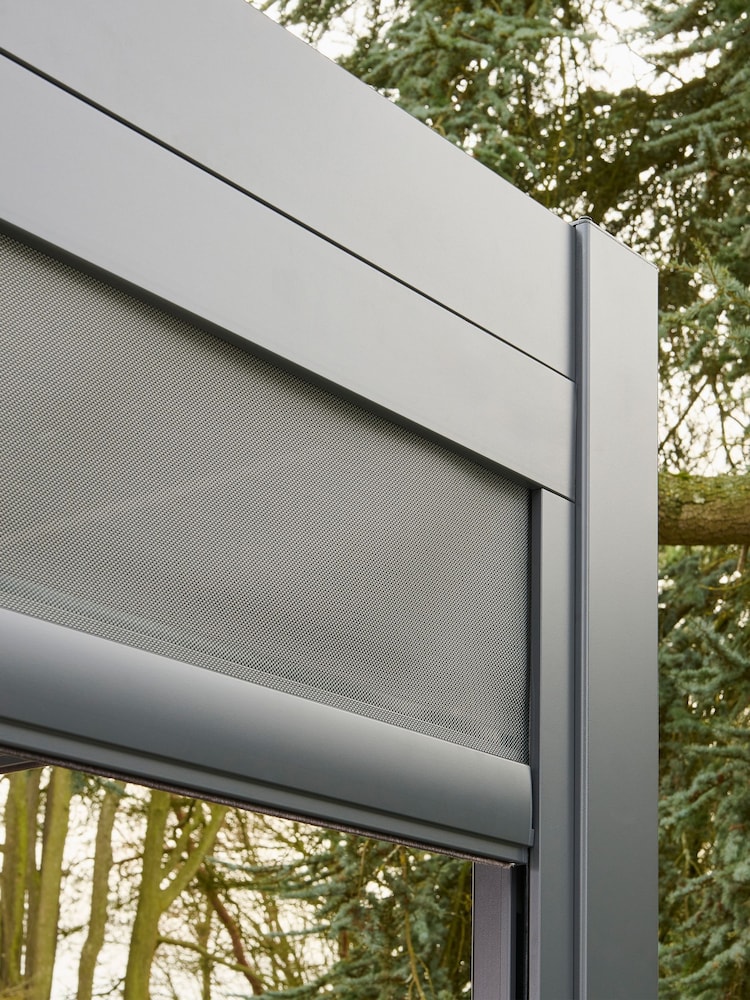 Norfolk Collection Grey Aluminium Nexus Garden Pergola 3m x 4m with LEDs and 3 Screens - Image 6 of 6