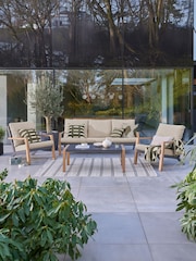 Norfolk Collection Woodlook Cream Melford Wood Look Garden Sofa Set - Image 1 of 3