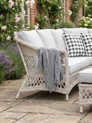 Norfolk Collection Speckled Beige Cream Cotswold Wicker Comfort Garden Corner Set - Image 3 of 5