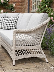 Norfolk Collection Speckled Beige Cream Cotswold Wicker Comfort Garden Corner Set - Image 5 of 5