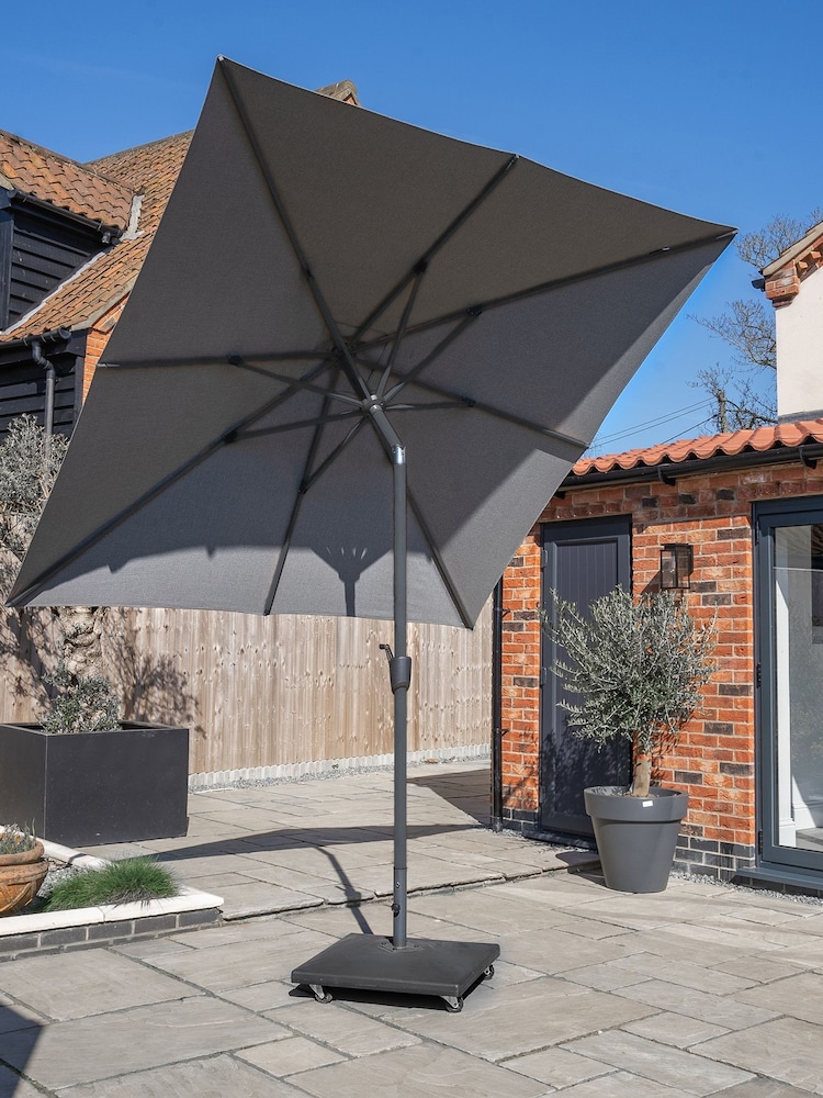 Royce Smoke Grey Anthracite Premium 2.5m Square Garden Parasol with LEDs - Image 2 of 6