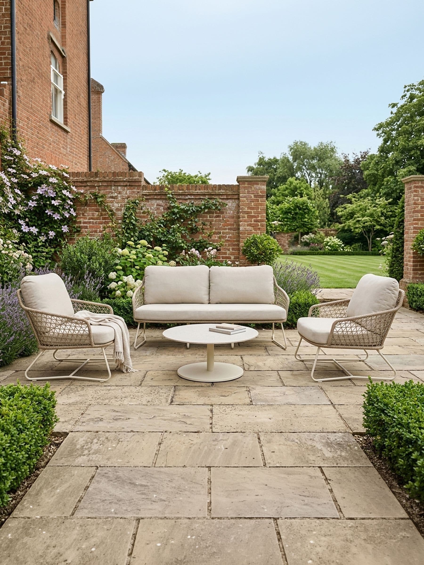 Norfolk Collection Tampa Natural Sand Thick Rope Weave 4 Seater Outdoor Lounge Set - Image 4