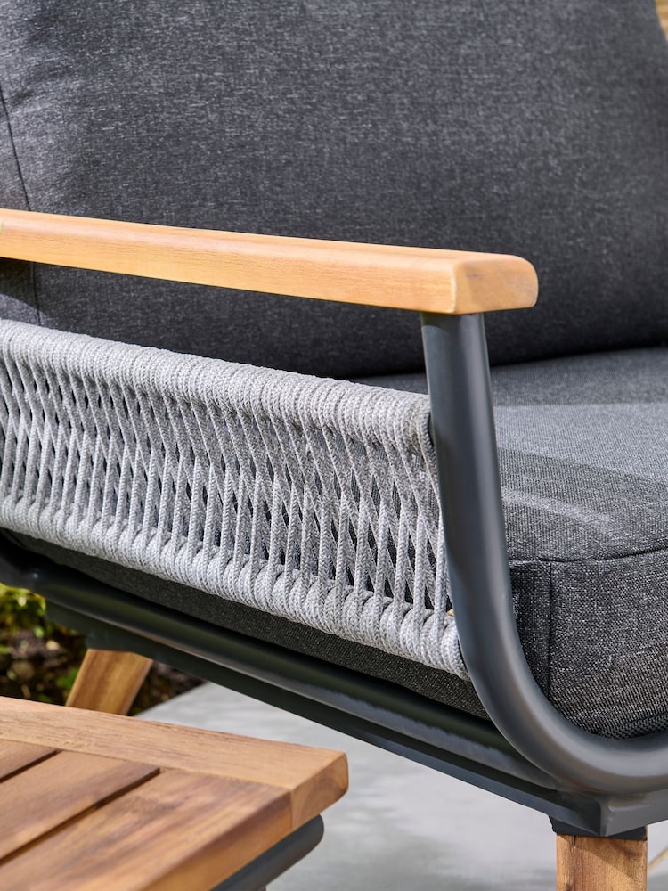 Norfolk Collection Dark Grey Kimora Acacia Relax Garden Bistro Set - Image 2 of 4 Norfolk Collection Dark Grey Kimora Acacia Relax Garden Bistro Set - Image 2 of 4