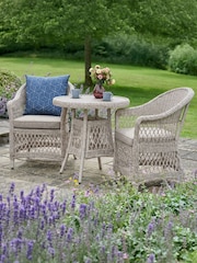 Norfolk Collection Speckled Beige Cream Cotswold Wicker Garden Bistro Set - Image 4 of 5
