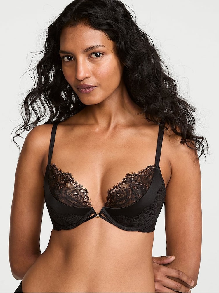 Victoria's Secret Black Plunge Push Up Lace Bra - Image 2 of 3