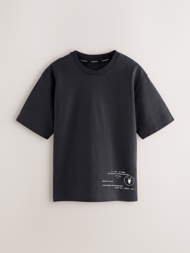 smALLSAINTS Black Oversized Stamp Crew Neck Cotton T-Shirt - Image 1 of 3