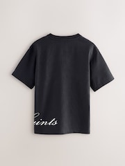 smALLSAINTS Black Oversized Script Crew Neck Cotton T-Shirt - Image 2 of 4