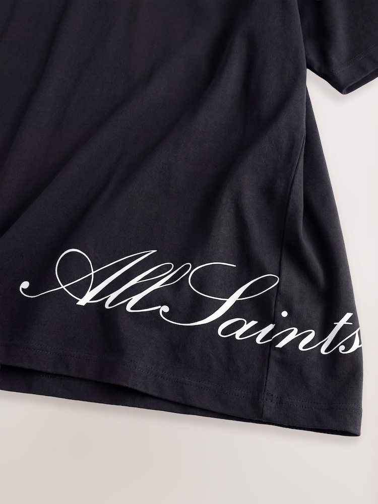 smALLSAINTS Black Oversized Script Crew Neck Cotton T-Shirt - Image 4 of 4