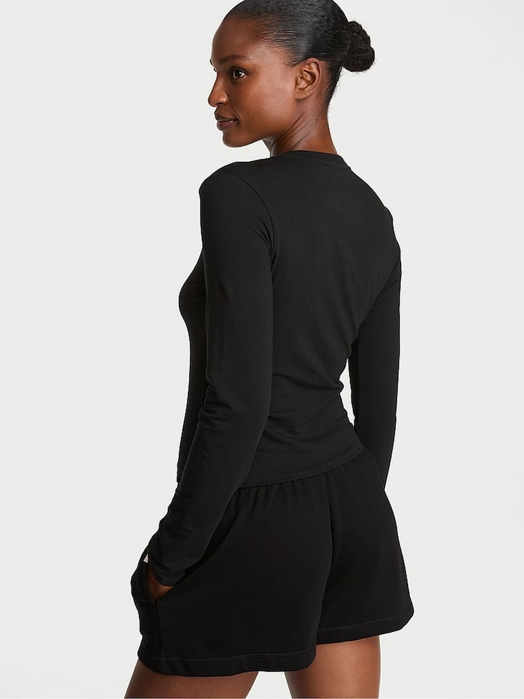 Victoria's Secret Black Cotton Fitted Long Sleeve T-Shirt - Image 2 of 2