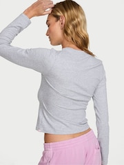 Victoria's Secret Medium Heather Grey Cotton Fitted Long Sleeve T-Shirt - Image 2 of 2