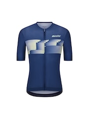 Santini Blue Verve Cycling Short Sleeve Print Jersey - Image 1 of 3