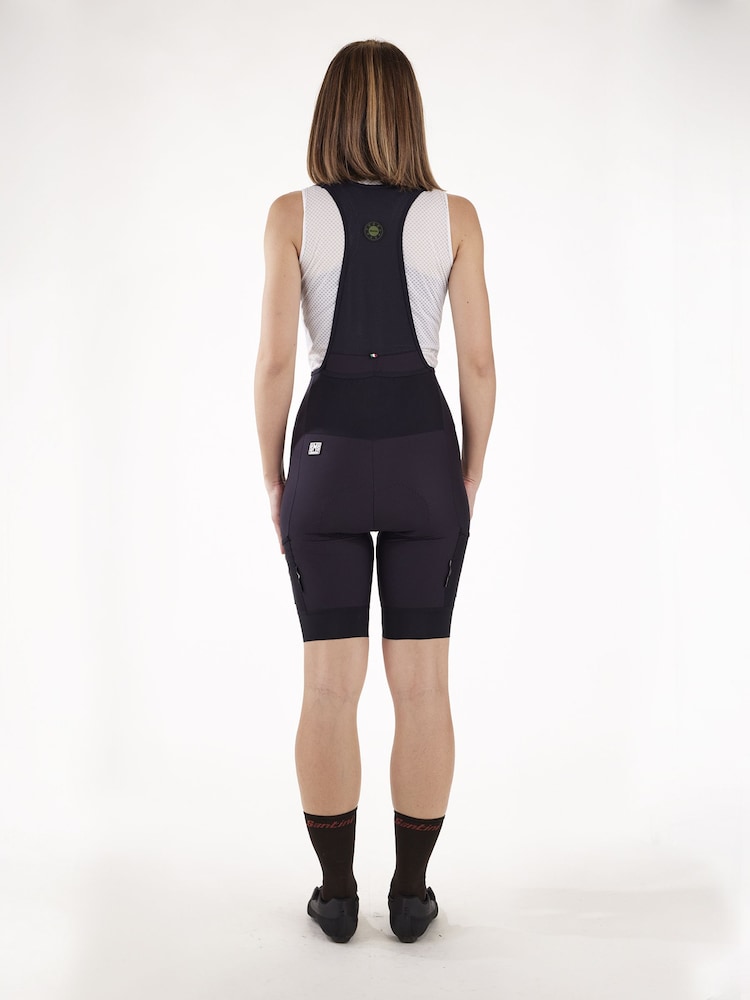 Santini Black Gravel Cycling Cargo Pocket Bib Shorts - Image 2 of 7