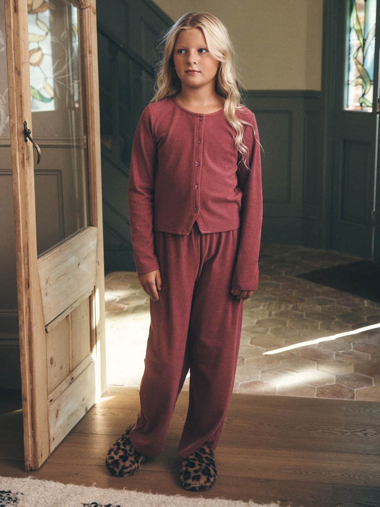 Berry Pink Cosy Fleece Cardigan Pyjamas (3-16yrs) - Image 1 of 8 Berry Pink Cosy Fleece Cardigan Pyjamas (3-16yrs) - Image 1 of 8