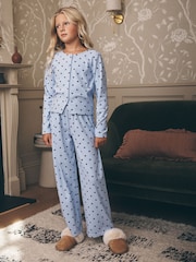Blue Cosy Fleece Cardigan Pyjamas (3-16yrs) - Image 1 of 4