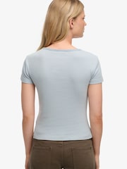 SUPERDRY Blue Athletic Essentials Striped Short Sleeve Top - Image 2 of 4