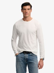 Superdry White Classic Cotton Linen Long Sleeve Top - Image 3 of 5