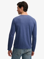 Superdry Blue Classic Cotton Linen Long Sleeve Top - Image 3 of 5