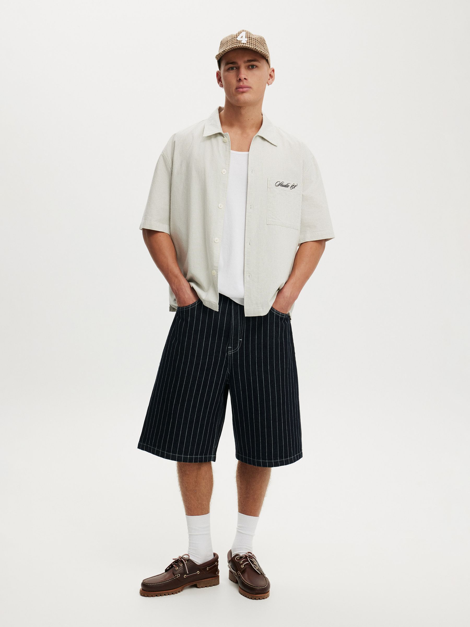 Buy Cotton On Pinstripe Blue Super Baggy Denim Shorts from Next USA