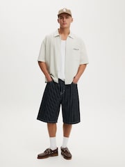 Cotton On Pinstripe Blue Super Baggy Jort Shorts - Image 3 of 8