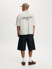 Cotton On Pinstripe Blue Super Baggy Jort Shorts - Image 4 of 8