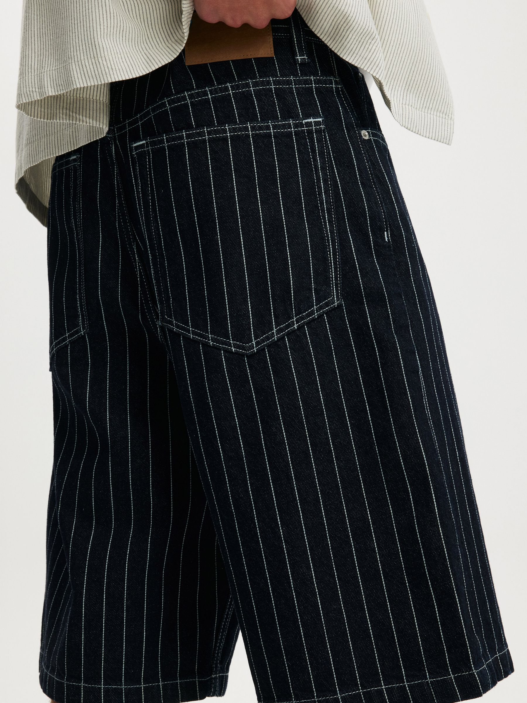 Buy Cotton On Pinstripe Blue Super Baggy Jort Shorts from the Next