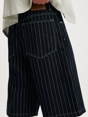 Cotton On Pinstripe Blue Super Baggy Jort Shorts - Image 5 of 8